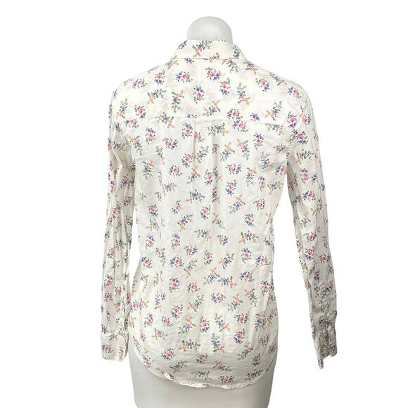 Gap Women's White Floral Print Cotton Long Sleeve Button Down Shirt Top Size XS - Picture 4 of 6